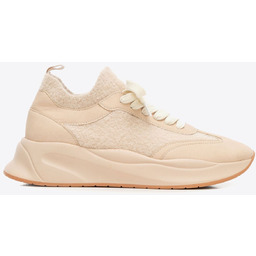 Damskie sneakersy z ekoskóry i sztucznego futerka beżowe