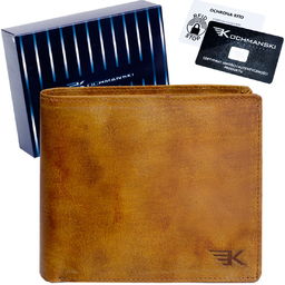 KOCHMANSKI Portfel męski skórzany brązowy rfid poziomy