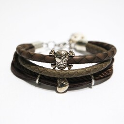 Pakamera Bransoletka - Czaszka, pirat - brązowa