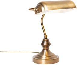 QAZQA Klasyczna lampa stołowa / lampa notariusza mosiądz