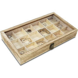 Mooca Drewniana witryna na biżuterię z pokrywką ze