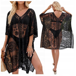 SEKSOWNE PAREO NA PLAŻĘ ELEGANCKIE KORONKOWE KIMONO PLAŻOWE