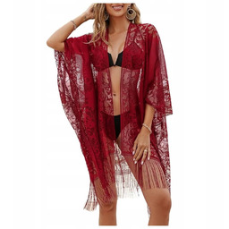 SEKSOWNE PAREO NA PLAŻĘ ELEGANCKIE KORONKOWE KIMONO PLAŻOWE