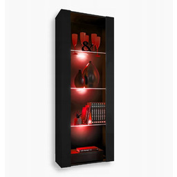 komodee Tivoli Witryna Stojąca Czarny Szklane Półki Rgb