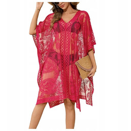 SEKSOWNE PAREO NA PLAŻĘ ELEGANCKIE KORONKOWE KIMONO PLAŻOWE