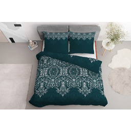 Detexpol Pościel satynowa 140x200 turkusowa ciemna glamour ornamenty