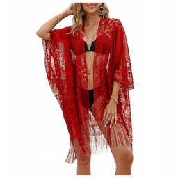 SEKSOWNE PAREO NA PLAŻĘ ELEGANCKIE KORONKOWE KIMONO PLAŻOWE