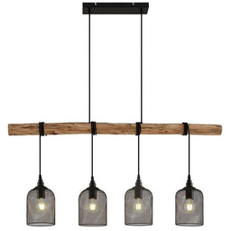 Lindby - Elrond 4 Lampa Wisząca Black/Wood