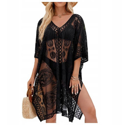 SEKSOWNE PAREO NA PLAŻĘ ELEGANCKIE KORONKOWE KIMONO PLAŻOWE