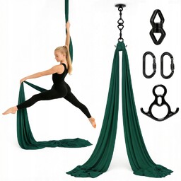Szarfa akrobatyczna aerial silk 6 m Ciemnozielona