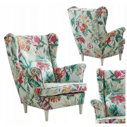 Fotel uszak skandynawski Flowers Print Family Meble Czerwony