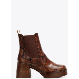 Damskie sztyblety ze skóry naturalnej we wzór węża