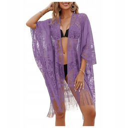 SEKSOWNE PAREO NA PLAŻĘ ELEGANCKIE KORONKOWE KIMONO PLAŻOWE