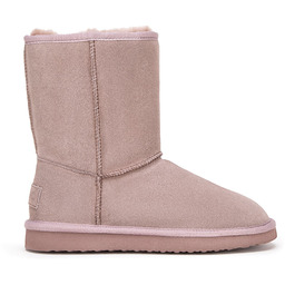 Damskie zamszowe botki z wełnianą wyściółką ciemny róż