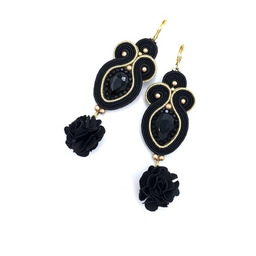 Pakamera Kolczyki sutasz złoto czarne Rosalia z kryształkiem