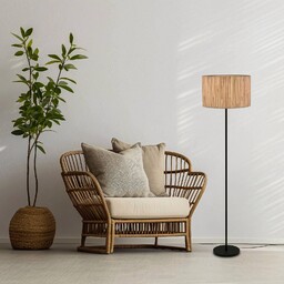 Briloner Lampa stojąca Slama, kolor naturalny, metal, trawa