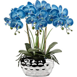 Briful Storczyki sztuczne kwiaty, 45 cm, niebieska Phalaenopsis,