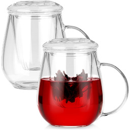 Kubki z zaparzaczem i pokrywką szklane 530 ml