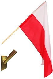 Flaga Polska z uchwytem na kij - kompletny