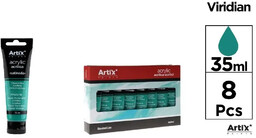 Farba akrylowa szmaragdowo-zielona 35ml (8szt) - Artix