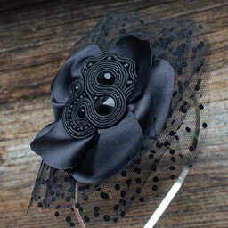 Pakamera Elegancki czarny fascynator sutasz