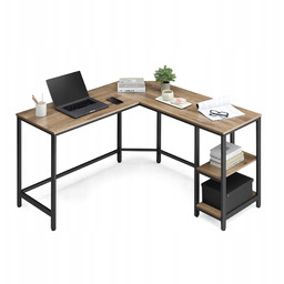 Biurko Komputerowe Narożne Duże Loft Rustykalny Beż