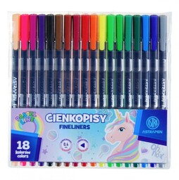 Cienkopisy trójkątne 0.4mm 18 kolorów Jednorożec Astra AS202023902-84999