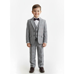 klasyczny Garnitur chłopięcy Marynarka Spodnie Kamizelka * krata