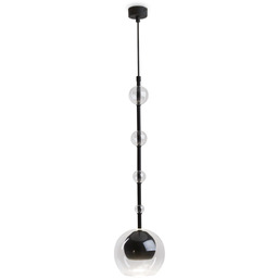 ROS Lampa wisząca czarna szkło transparent H362.5cm FI16cm