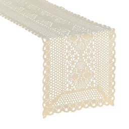 Eurofirany Obrus bieżnik 32x180 Meggy beżowy jasny ażurowy