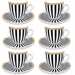 Zestaw 6 Filiżanek Do Kawy Herbaty Komplet Porcelana