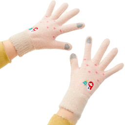 Rękawiczki Ciepłe zimowe dotykowe damskie beżowe