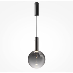 NEBULA Lampa wisząca czarna kula szkło H360cm fi25cm