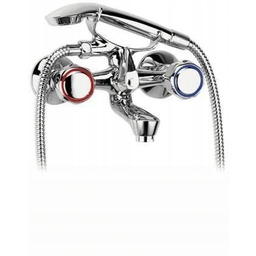 Bateria wannowa dwuuchwytowa ścienna Ferro Bateria srebrny