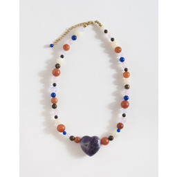 Pakamera Naszyjnik z kamieni naturalnych z dużym sercem