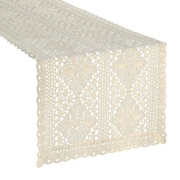 Eurofirany Obrus bieżnik 40x180 Mary beżowy jasny ażurowy