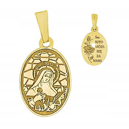 Srebrny Medalik Św. Rity Pozłacany Biżuteria Religijna