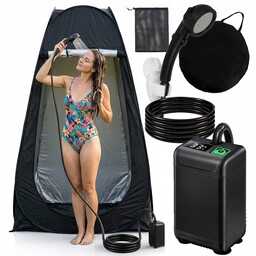 Przebieralnia Przenośna Toaleta Namiot Prysznic Turystyczny Pompa Aku