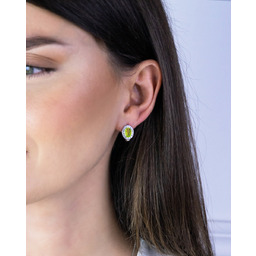 Komplet srebrny ozdobiony oliwinem i cyrkoniami - kolczyki