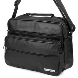 Czarna DUŻA MĘSKA SKÓRZANA TORBA LISTONOSZKA SKÓRA POLSKA