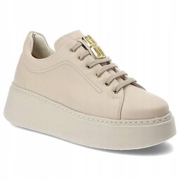 Beżowe Sneakersy Karino 5062 Modne Półbuty Skóra