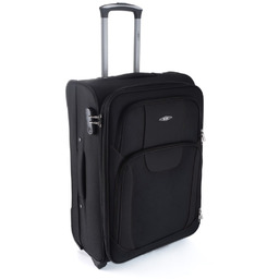 Mała Ekskluzywna Materiałowa Walizka Turystyczna RGL 1003 CZARNA