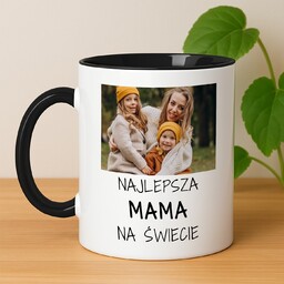 Kubek ceramiczny biały z czarnym środkiem dla mamy