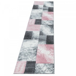 Dywan nowoczesny Hawaii Kwadraty różowo-szare 80 x 300