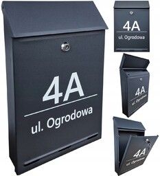 Skrzynka na listy Pocztowa A4 z Napisem, Antracyt,
