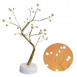 Złote drzewo LED na stół, kule świecące