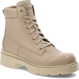 Nessi Beżowe Botki Modne Obuwie Damskie Ze Skóry