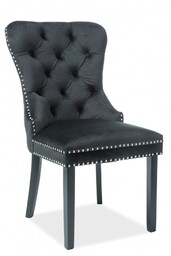 Krzesło z kołatką August welurowe czarne pikowane