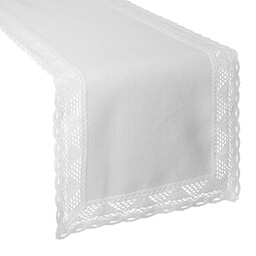 Eurofirany Obrus bieżnik 35x180 Nataly biały zdobiony koronką