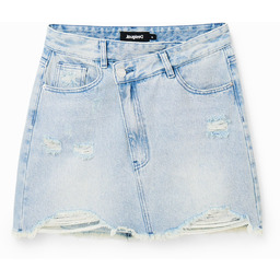 Jeansowa mini spódniczka z poprzeczną talią